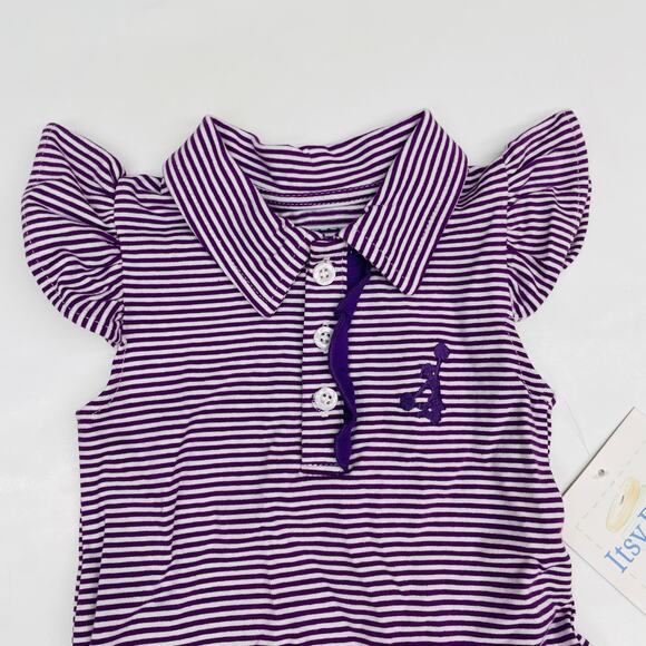 NWT Itsy Bitsy Size 7 Game Day Polo Dress in Purple Stripe - Picture 3 of 3